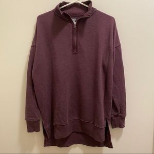 Aerie Half-Zip Pullover Sweatshirt - Burgundy